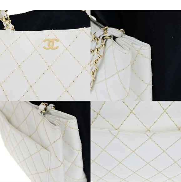 CHANEL 🔥Rare🔥 Wild Stitch CC Logo Chain Quilted Shoulder Bag! - Picture 9 of 16